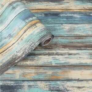 Wood Contact Paper 15.7"x118" Self-Adhesive Wood Peel and Stick Wallpaper Blue